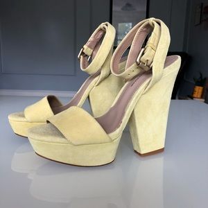 Zara Yellow Suede Platform Sandals